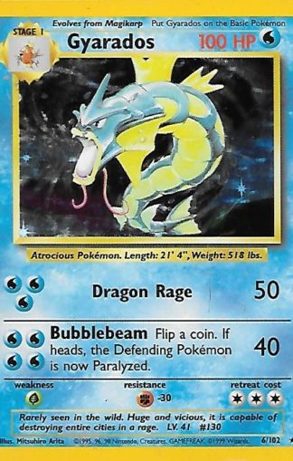 1999 Pokemon Base Unlimited #006 Gyarados