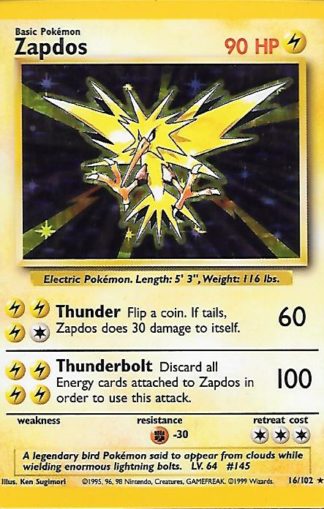 1999 Pokemon Base Unlimited #016 Zapdos