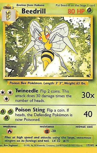 1999 Pokemon Base Unlimited #017 Beedrill