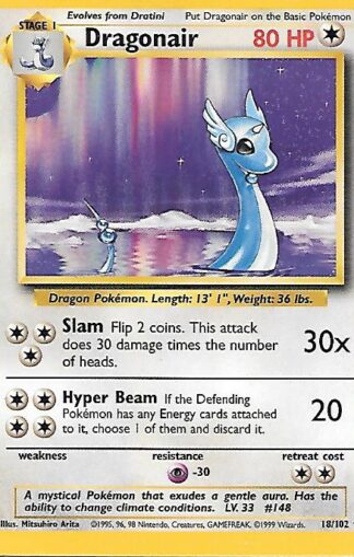 1999 Pokemon Base Unlimited #018 Dragonair