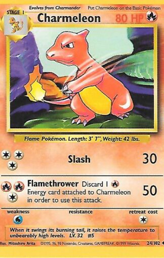 1999 Pokemon Base Unlimited #024 Charmeleon