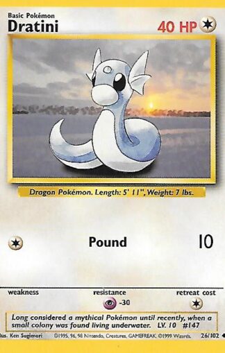 1999 Pokemon Base Unlimited #026 Dratini