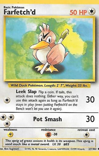 1999 Pokemon Base Unlimited #027 Farfetch'd