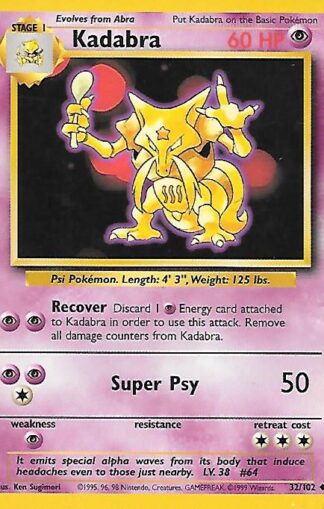 1999 Pokemon Base Unlimited #032 Kadabra