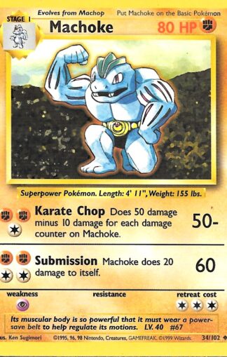 1999 Pokemon Base Unlimited #034 Machoke