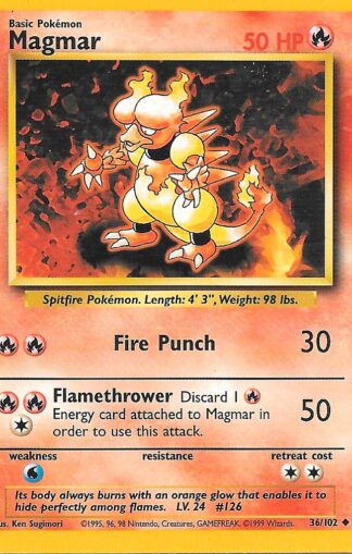 1999 Pokemon Base Unlimited #036 Magmar