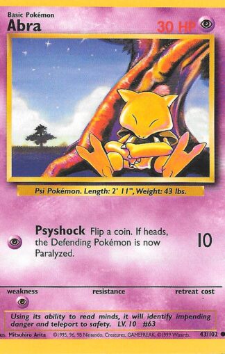 1999 Pokemon Base Unlimited #043 Abra