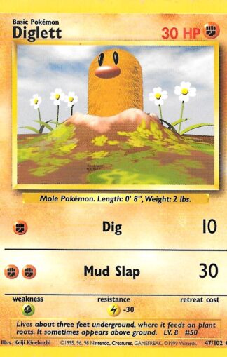 1999 Pokemon Base Unlimited #047 Diglett