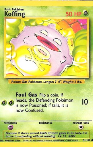 1999 Pokemon Base Unlimited #051 Koffing