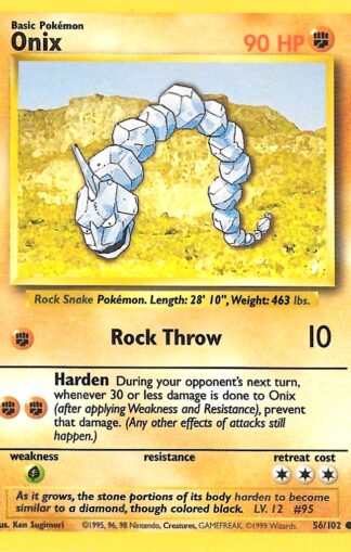 1999 Pokemon Base Unlimited #056 Onix