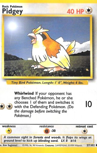 1999 Pokemon Base Unlimited #057 Pidgey