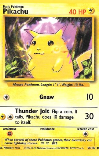 1999 Pokemon Base Unlimited #058 Pikachu